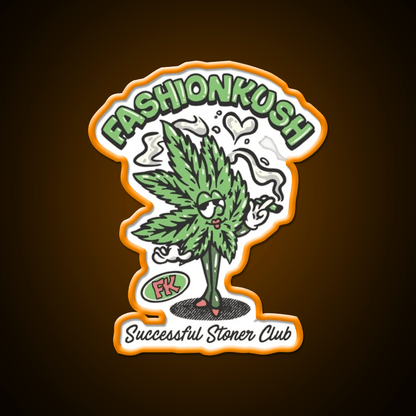Fashionkush Girl Stoner Retro Character Art Green Leaf Led Neon Sign Rgb Color - Shineneon