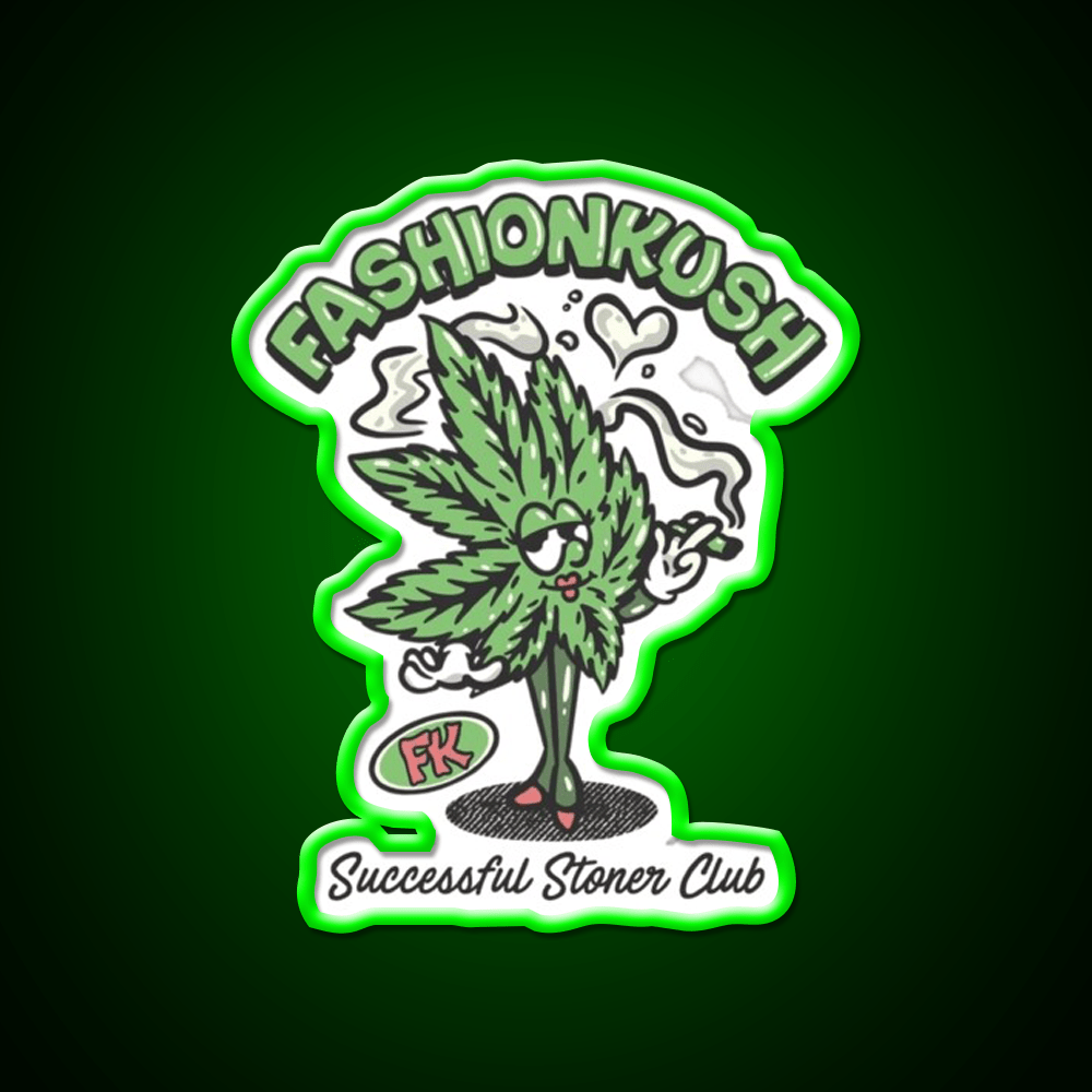 Fashionkush Girl Stoner Retro Character Art Green Leaf Led Neon Sign Rgb Color - Shineneon