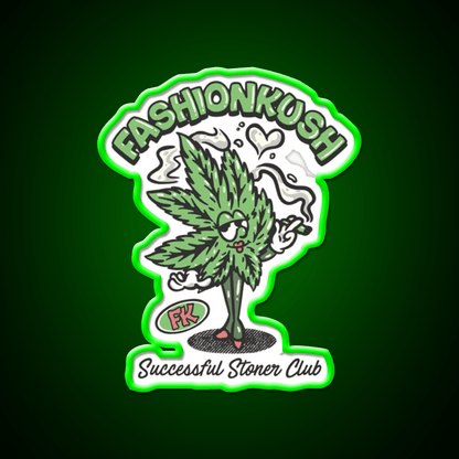 Fashionkush Girl Stoner Retro Character Art Green Leaf Led Neon Sign Rgb Color - Shineneon