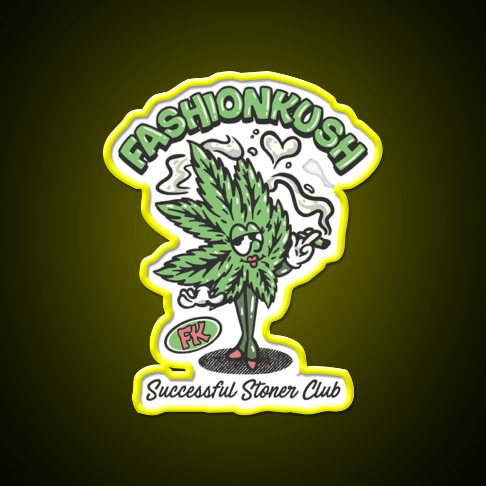 Fashionkush Girl Stoner Retro Character Art Green Leaf Led Neon Sign Rgb Color - Shineneon