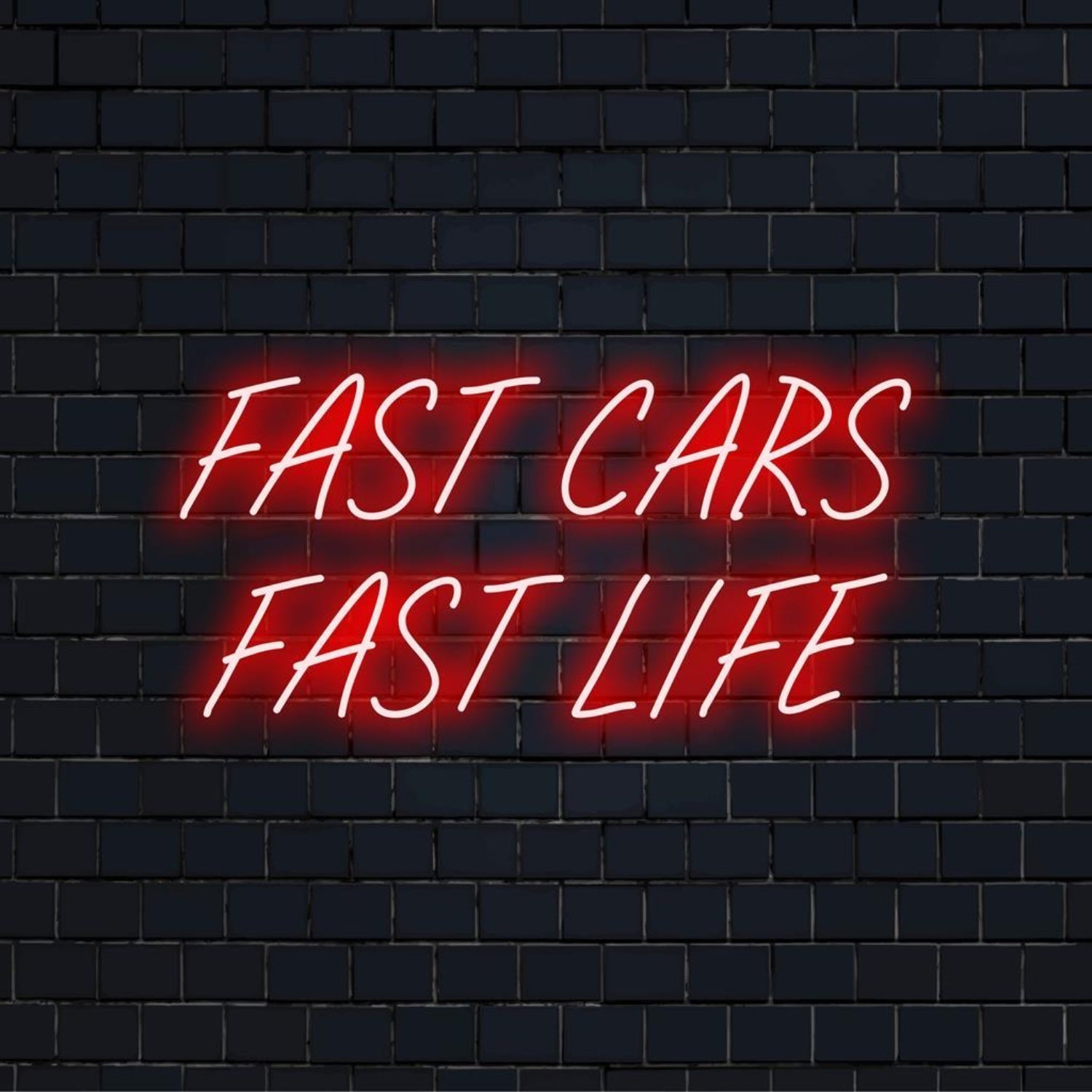 Fast Cars Fast Life Red Glow Led Neon Sign For Bar Garage Decor | Shineneon