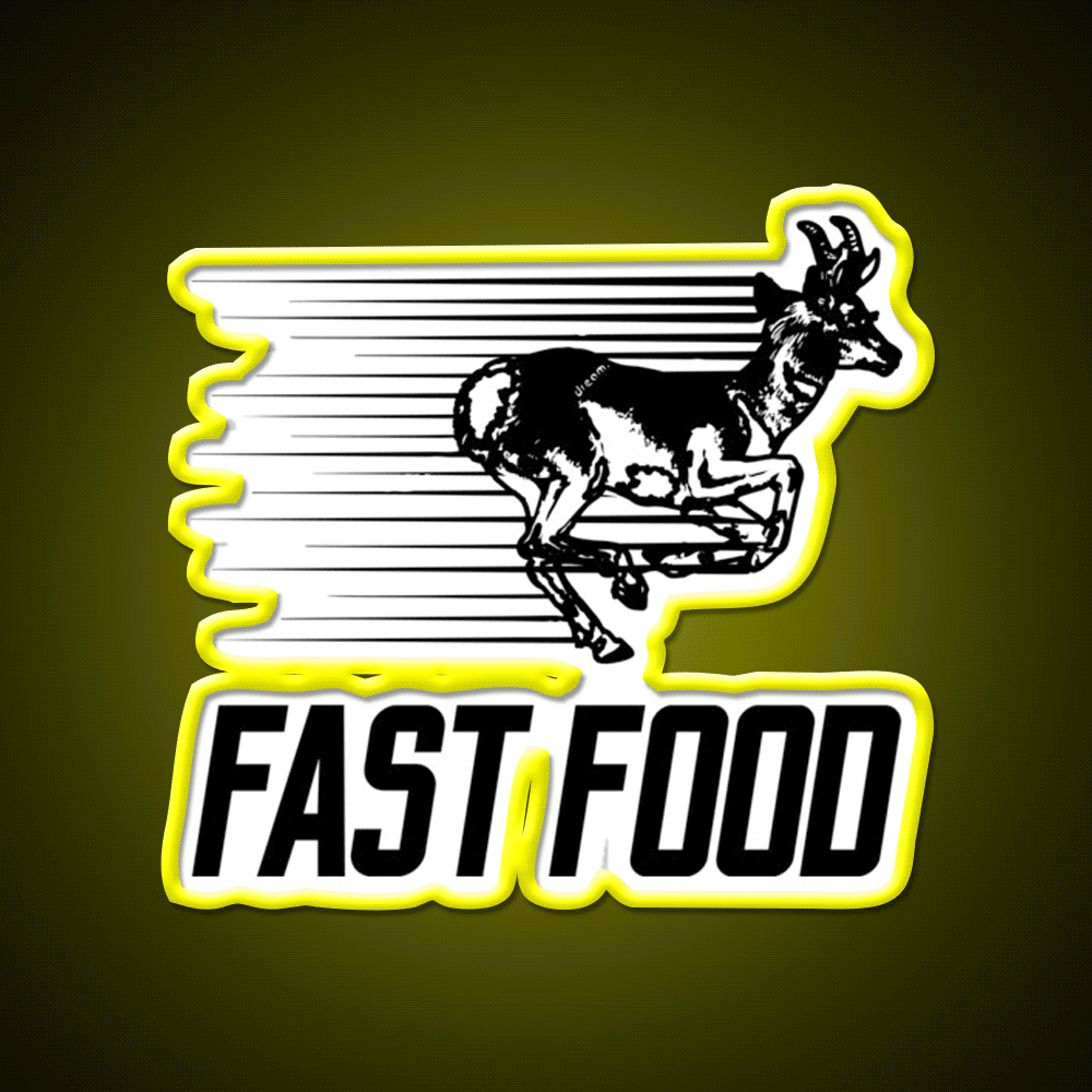 Fast Deer Fast Food Led Neon Sign For Burger Place Wall Art Rgb Color - Custom LED neon sign front view