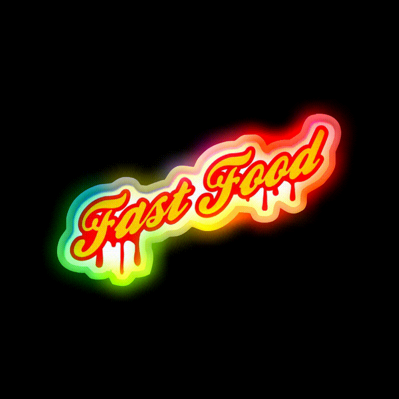 Fast Food Art Letter Fast Food Led Neon Sign For Burger Place Rgb Color - LED neon sign close-up detail
