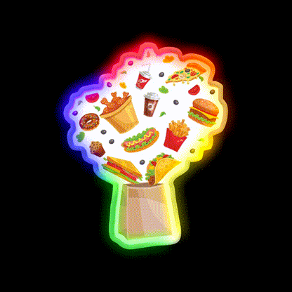 Fast Food Bag Fast Food Led Neon Sign For Burger Place Rgb Color - LED neon sign close-up detail