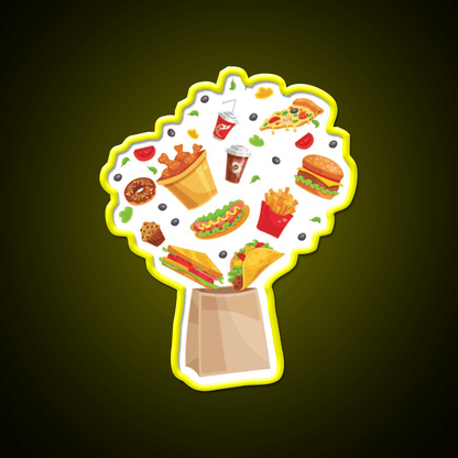 Fast Food Bag Fast Food Led Neon Sign For Burger Place Rgb Color - Shineneon