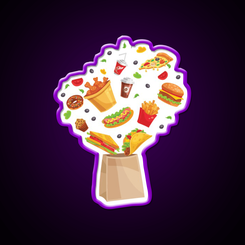 Fast Food Bag Fast Food Led Neon Sign For Burger Place Rgb Color - Shineneon