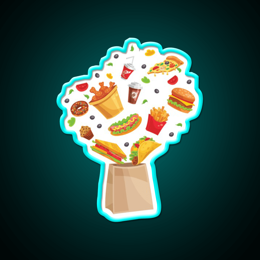Fast Food Bag Fast Food Led Neon Sign For Burger Place Rgb Color - Shineneon