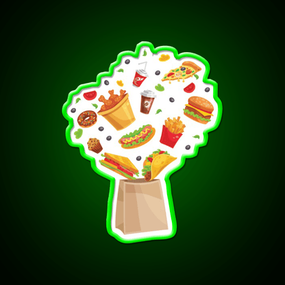 Fast Food Bag Fast Food Led Neon Sign For Burger Place Rgb Color - Shineneon