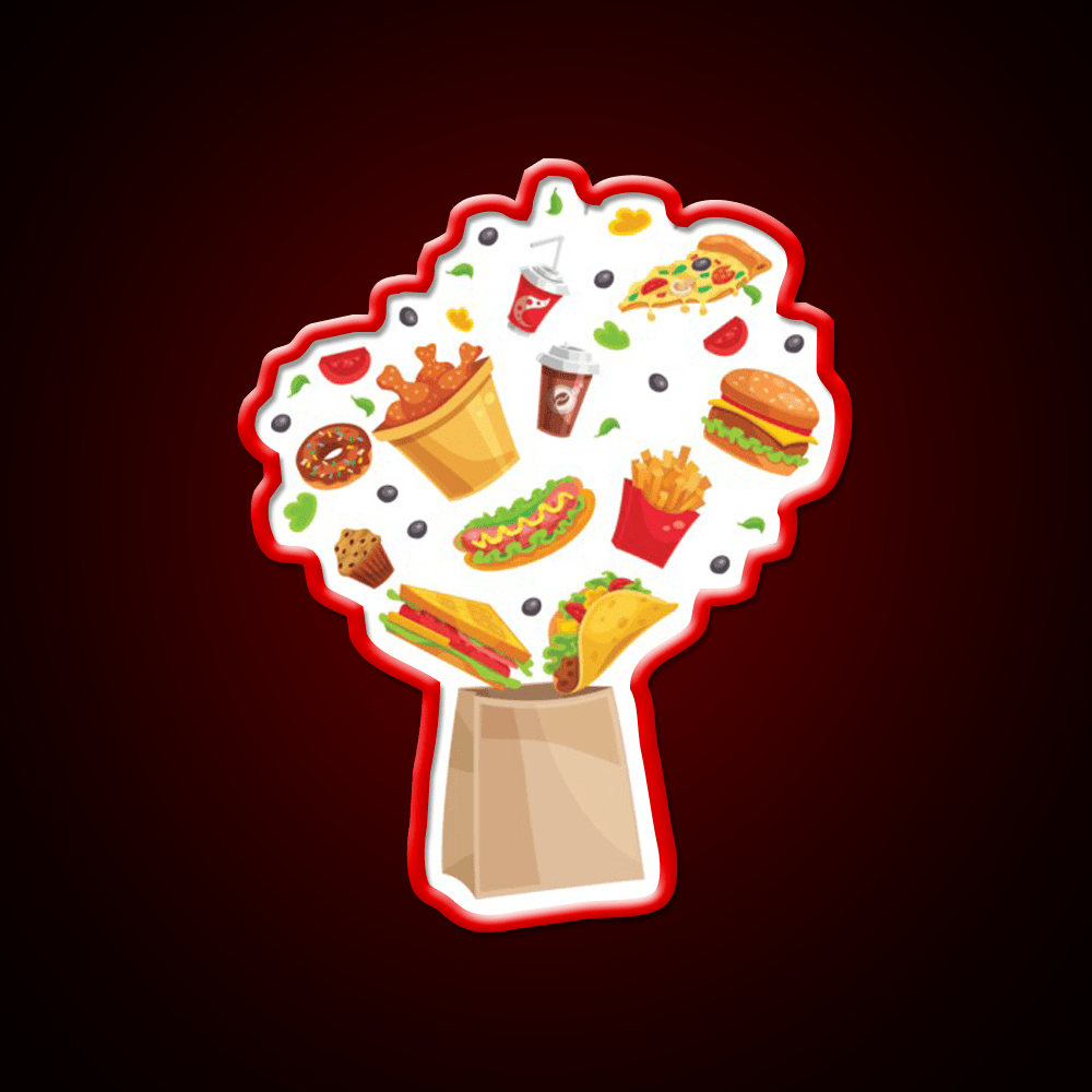 Fast Food Bag Fast Food Led Neon Sign For Burger Place Rgb Color - Shineneon