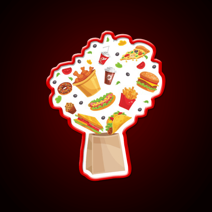 Fast Food Bag Fast Food Led Neon Sign For Burger Place Rgb Color - Shineneon