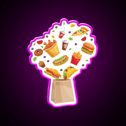 Fast Food Bag Fast Food Led Neon Sign For Burger Place Rgb Color - Shineneon