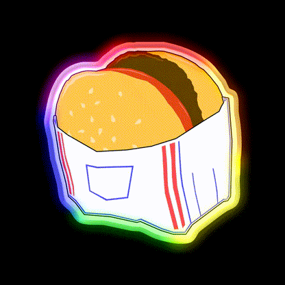 Fast Food Burger Cartoon Fast Food Led Neon Sign For Burger Place Rgb Color - LED neon sign close-up detail