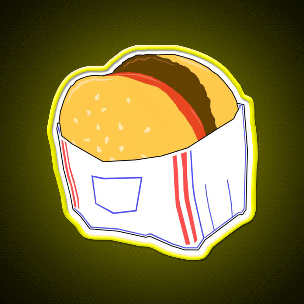 Fast Food Burger Cartoon Fast Food Led Neon Sign For Burger Place Rgb Color - Custom LED neon sign front view