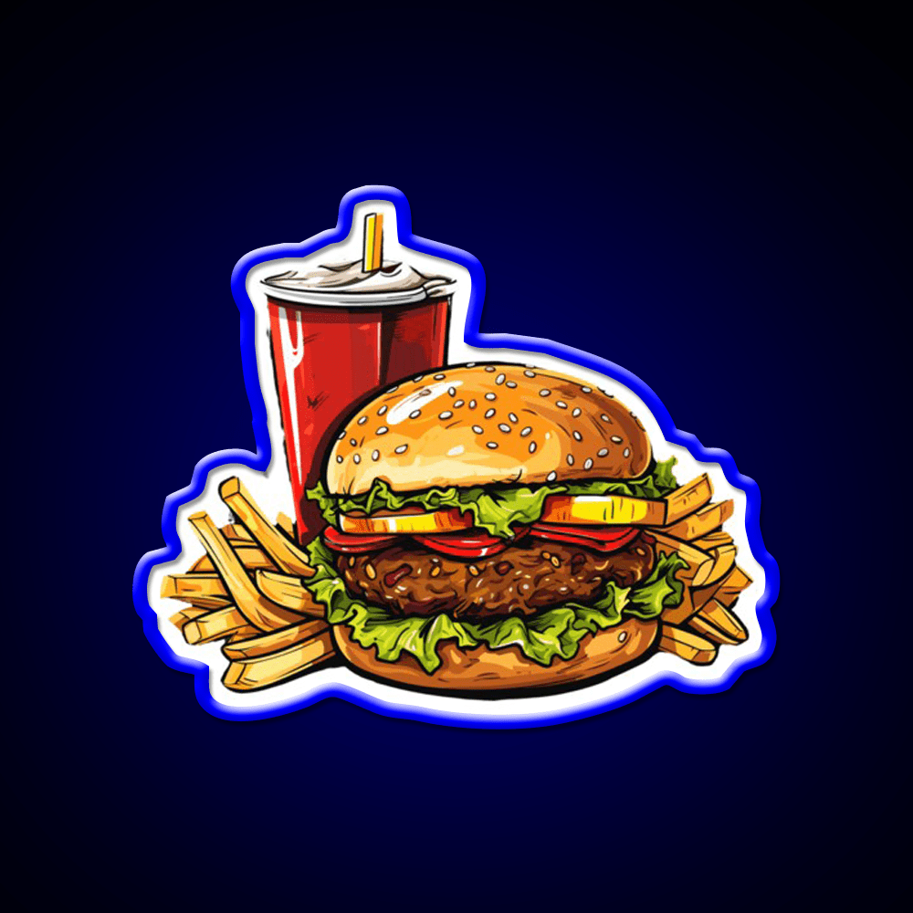 Fast Food Burger Fries Soda Fast Food Led Neon Sign For Burger Place Rgb Color - Shineneon
