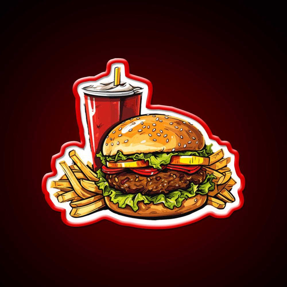 Fast Food Burger Fries Soda Fast Food Led Neon Sign For Burger Place Rgb Color - Shineneon