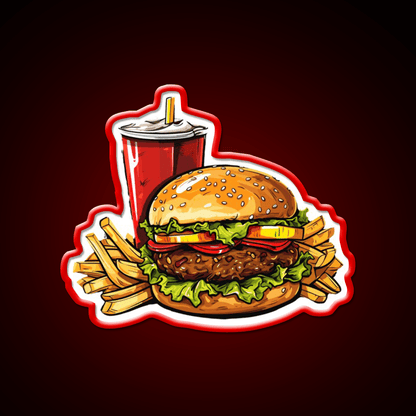 Fast Food Burger Fries Soda Fast Food Led Neon Sign For Burger Place Rgb Color - Shineneon