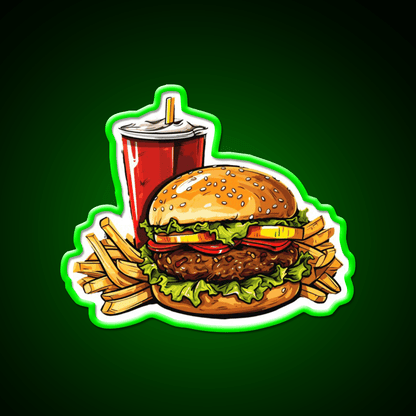 Fast Food Burger Fries Soda Fast Food Led Neon Sign For Burger Place Rgb Color - Shineneon