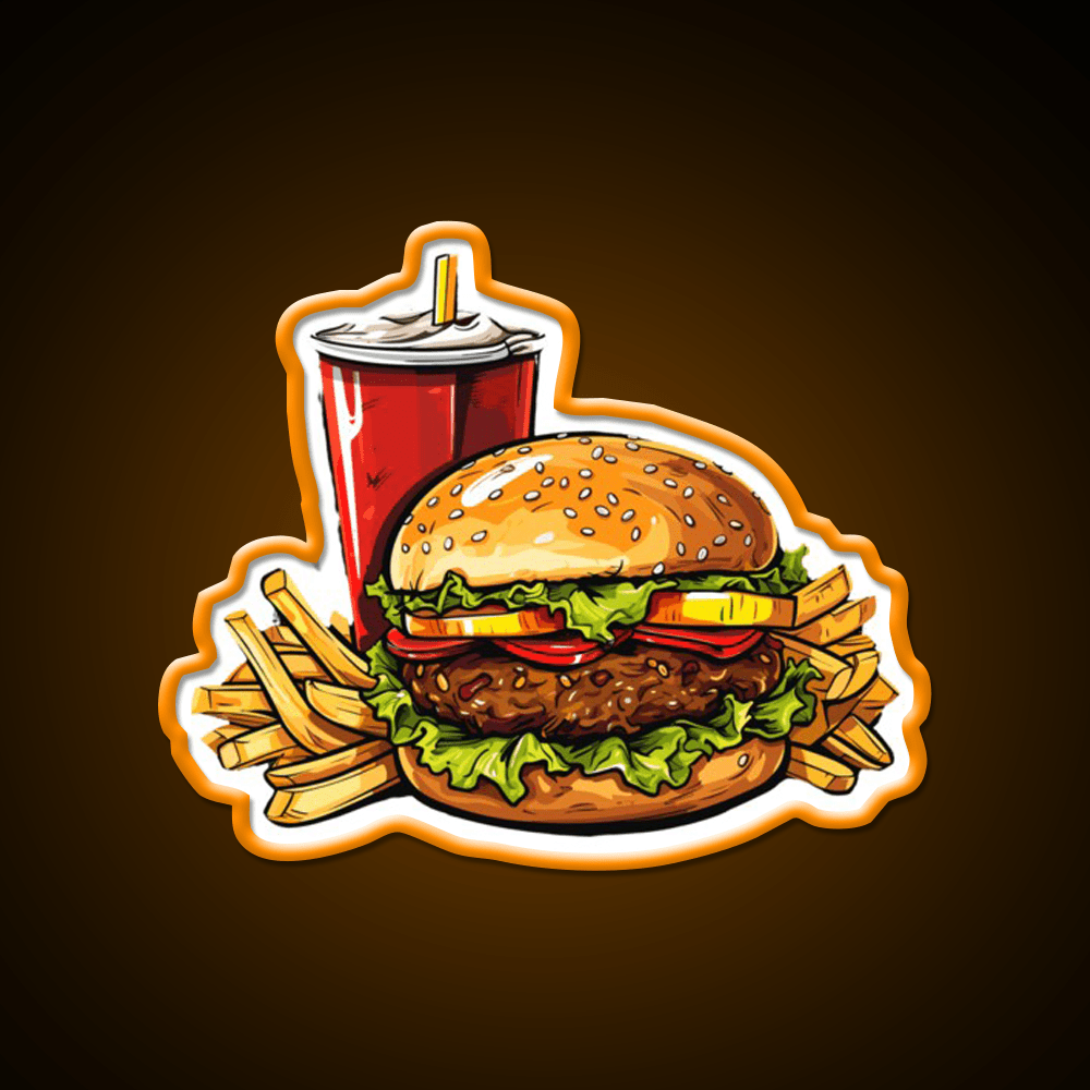 Fast Food Burger Fries Soda Fast Food Led Neon Sign For Burger Place Rgb Color - Shineneon