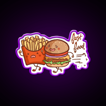 Fast Food Cartoon Wall Art Fast Food Led Neon Sign For Burger Place Rgb Color - Shineneon