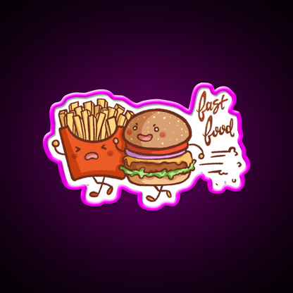 Fast Food Cartoon Wall Art Fast Food Led Neon Sign For Burger Place Rgb Color - Shineneon