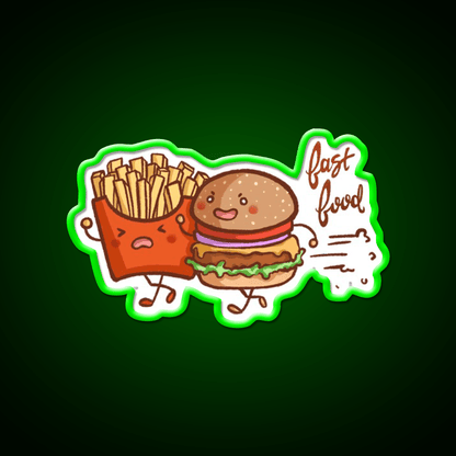 Fast Food Cartoon Wall Art Fast Food Led Neon Sign For Burger Place Rgb Color - Shineneon