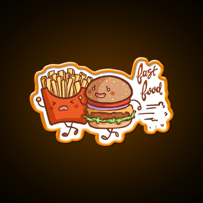 Fast Food Cartoon Wall Art Fast Food Led Neon Sign For Burger Place Rgb Color - Shineneon