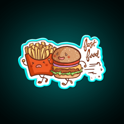 Fast Food Cartoon Wall Art Fast Food Led Neon Sign For Burger Place Rgb Color - Shineneon
