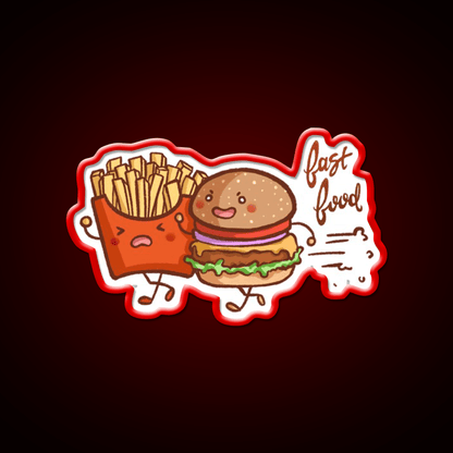 Fast Food Cartoon Wall Art Fast Food Led Neon Sign For Burger Place Rgb Color - Shineneon