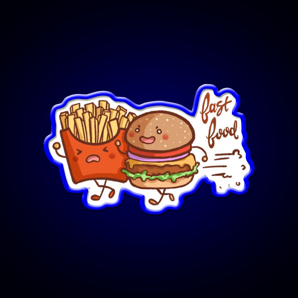 Fast Food Cartoon Wall Art Fast Food Led Neon Sign For Burger Place Rgb Color - Shineneon