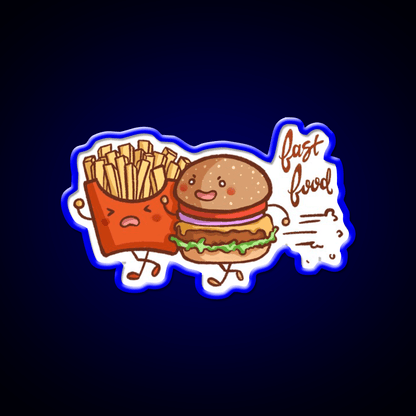 Fast Food Cartoon Wall Art Fast Food Led Neon Sign For Burger Place Rgb Color - Shineneon