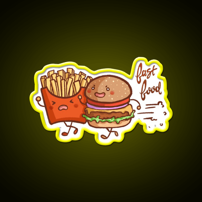 Fast Food Cartoon Wall Art Fast Food Led Neon Sign For Burger Place Rgb Color - Shineneon