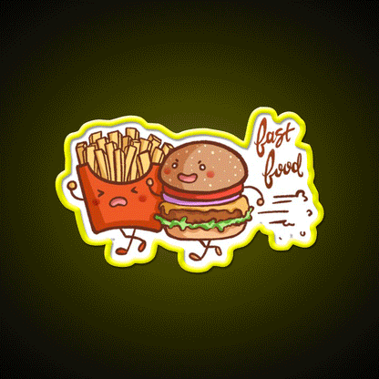 Fast Food Cartoon Wall Art Fast Food Led Neon Sign For Burger Place Rgb Color - Custom LED neon sign front view