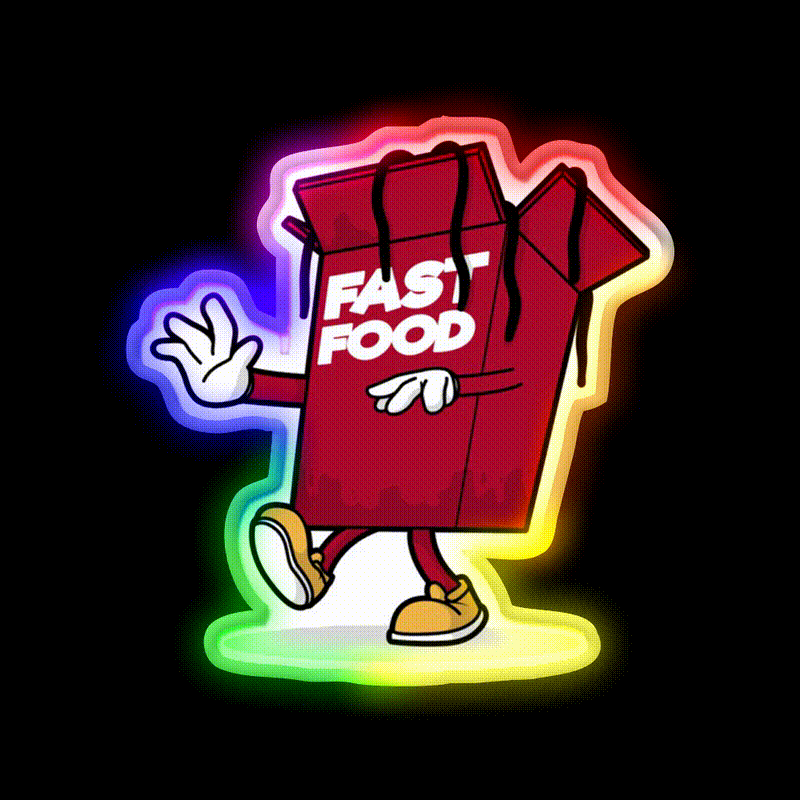 Fast Food Character Fast Food Led Neon Sign For Burger Place Rgb Color - LED neon sign close-up detail