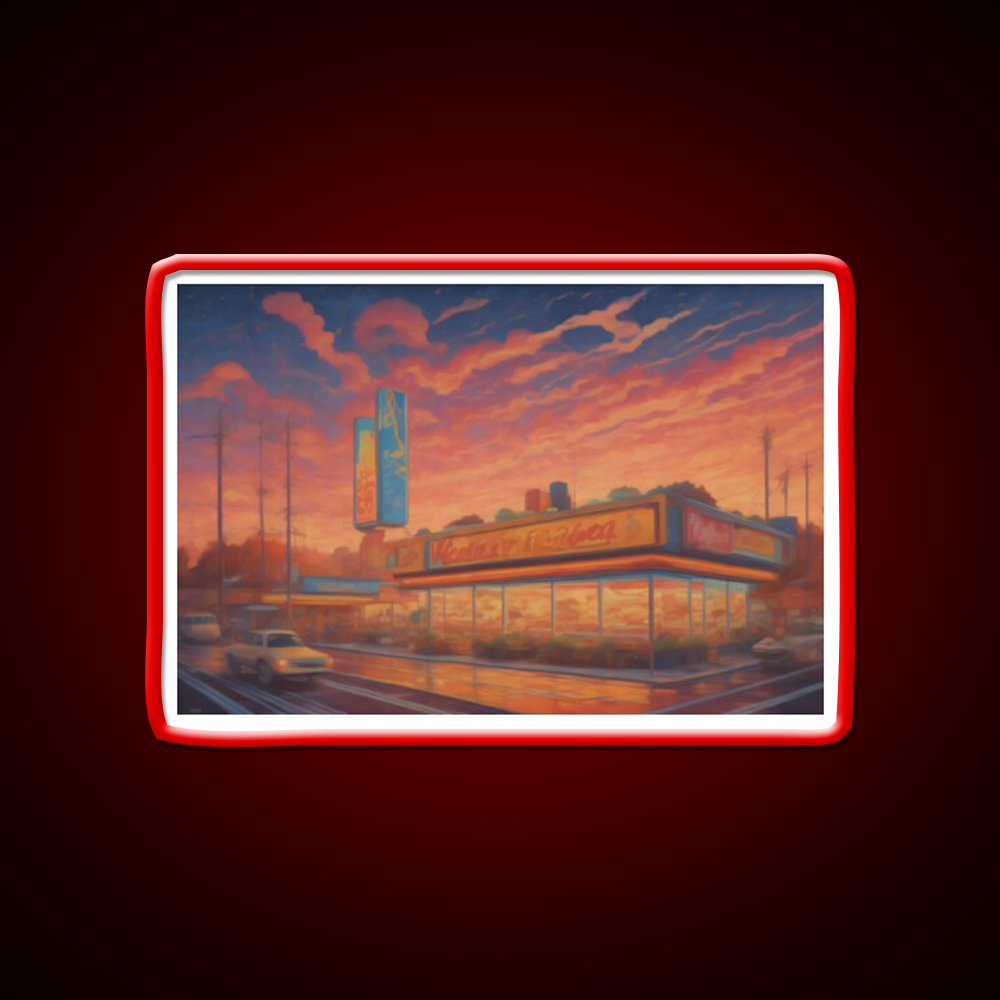 Fast Food City Fast Food Led Neon Sign For Burger Place Rgb Color