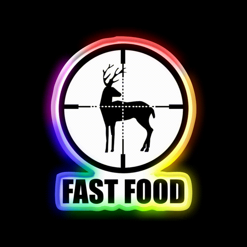 Fast Food Deer Hunting Fast Food Led Neon Sign For Burger Place Rgb Color