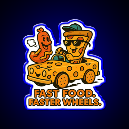 Fast Food Faster Wheels Fast Food Led Neon Sign For Burger Place Rgb Color