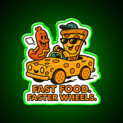 Fast Food Faster Wheels Fast Food Led Neon Sign For Burger Place Rgb Color