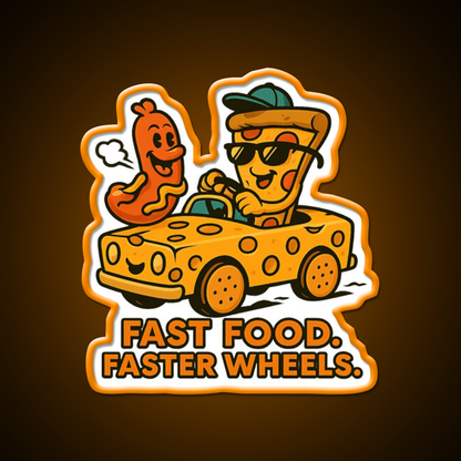 Fast Food Faster Wheels Fast Food Led Neon Sign For Burger Place Rgb Color
