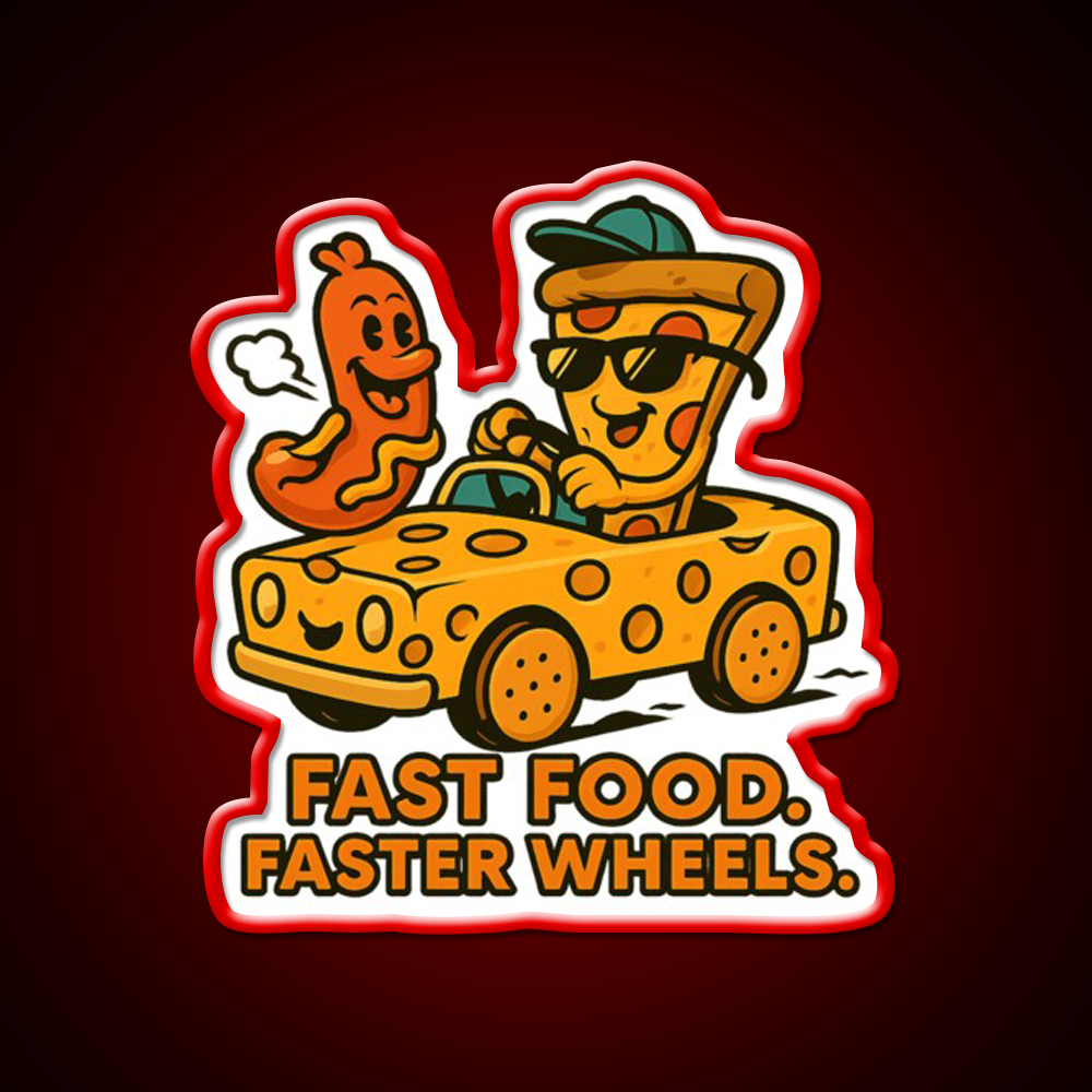 Fast Food Faster Wheels Fast Food Led Neon Sign For Burger Place Rgb Color