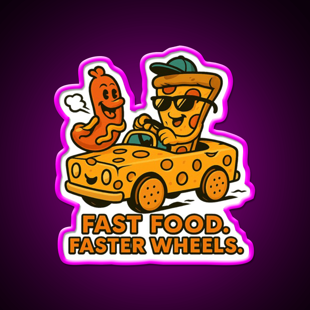Fast Food Faster Wheels Fast Food Led Neon Sign For Burger Place Rgb Color - Shineneon