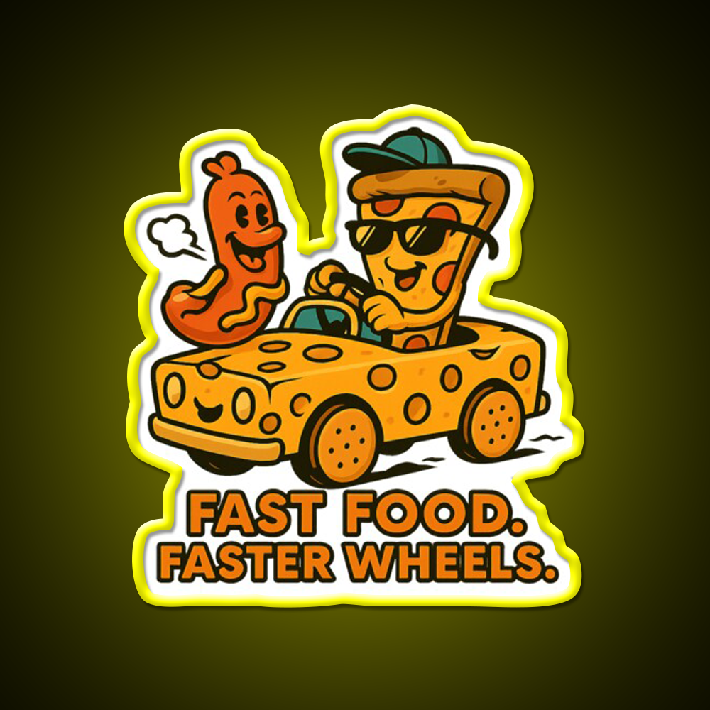 Fast Food Faster Wheels Fast Food Led Neon Sign For Burger Place Rgb Color