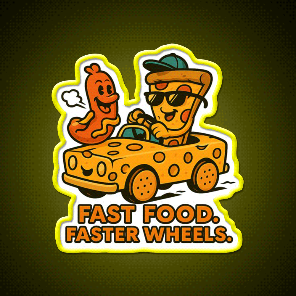 Fast Food Faster Wheels Snack Food Led Neon Sign Rgb Color - Custom LED neon sign front view