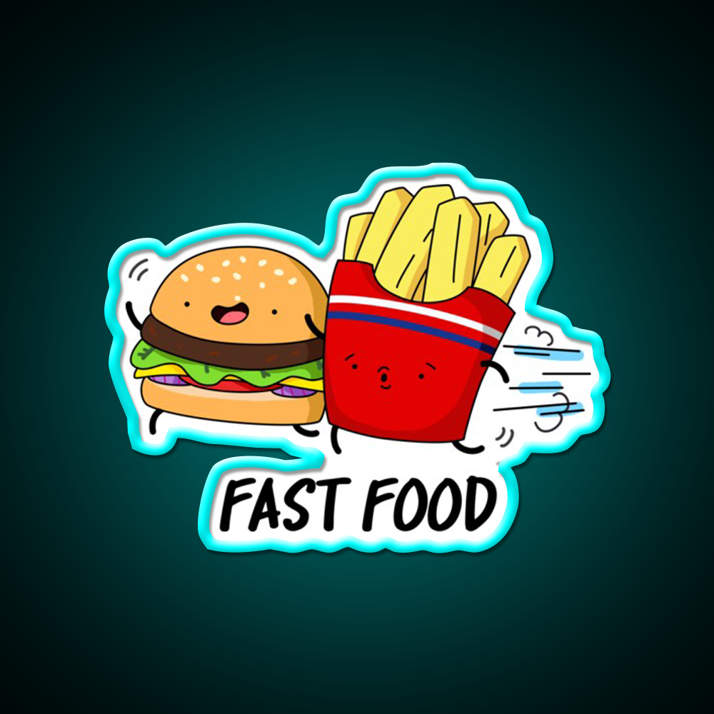 Fast Food Funny Burger Fries Puns Fast Food Led Neon Sign For Burger Place Rgb Color