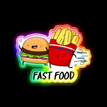 Fast Food Funny Burger Fries Puns Fast Food Led Neon Sign For Burger Place Rgb Color