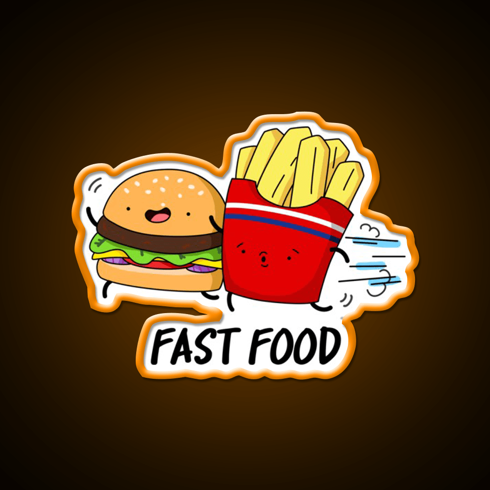 Fast Food Funny Burger Fries Puns Fast Food Led Neon Sign For Burger Place Rgb Color - Shineneon