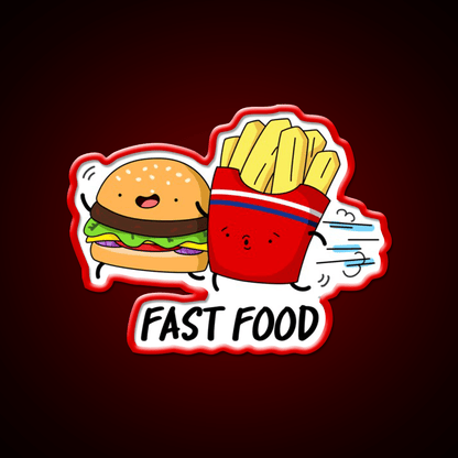 Fast Food Funny Burger Fries Puns Fast Food Led Neon Sign For Burger Place Rgb Color - Shineneon