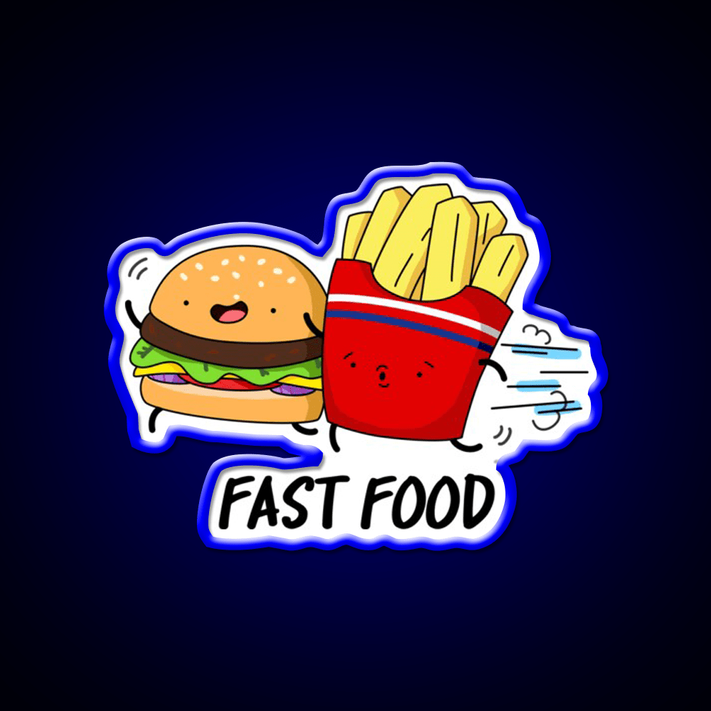 Fast Food Funny Burger Fries Puns Fast Food Led Neon Sign For Burger Place Rgb Color - Shineneon