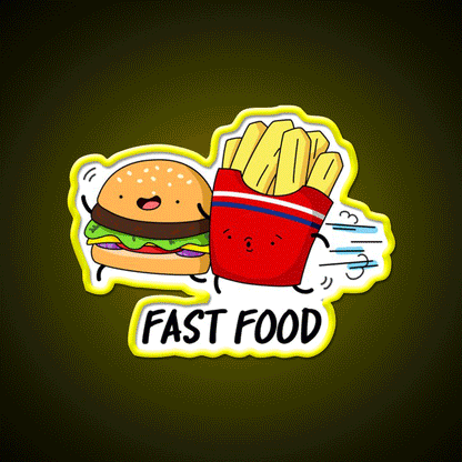 Fast Food Funny Burger Fries Puns Fast Food Led Neon Sign For Burger Place Rgb Color