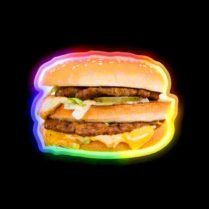 Fast Food Hamburger With The Toppings Led Neon Sign For Burger Place Rgb Color - LED neon sign close-up detail