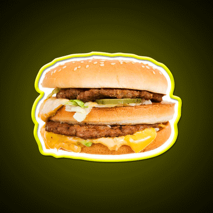 Fast Food Hamburger With The Toppings Led Neon Sign For Burger Place Rgb Color - Custom LED neon sign front view
